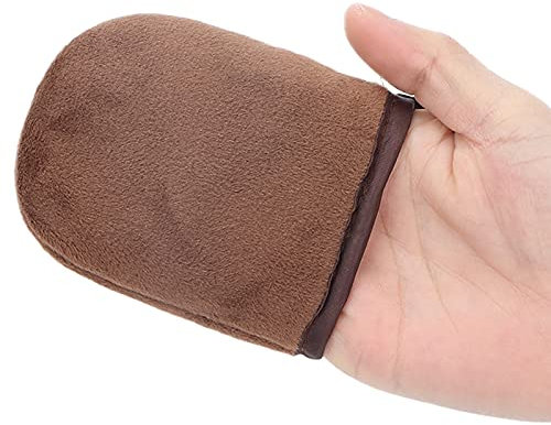 Manopla Autobronceadora, Manoplas de Bronceado Flocado Manopla Autobronceadora Aplicador de Loción Manopla Bronceadora sin Sol Pequeña Lavable Reutilizable Guantes de Bronceado sin Sol para(Marrón)