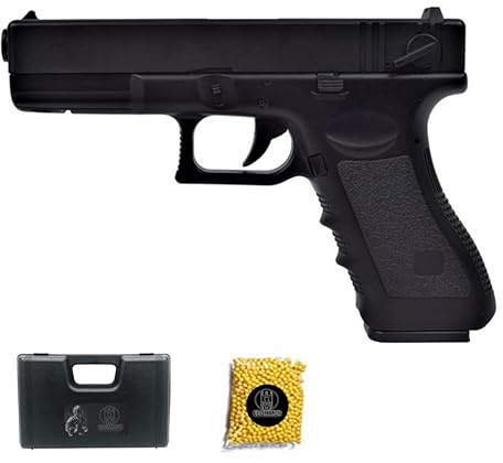 Pistolet CM.030 G8 Noir électrique (6mm) | Arme de Poing Airsoft Type Glock 18 Semi-Automatique + Mallette et Billes [Puissance : 0,5 Joules]