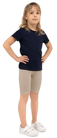 looksy Pantalones Cortos de Ciclismo para niñas: Colores clásicos sólidos y Vivos, Cintura elástica, Tela de algodón cómoda y Transpirable, duraderos y fáciles de Usar, Beige 3 años (98 cm)