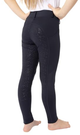 HORZE Legging d'équitation DEA, pour Enfant, Pantalon d'équitation pour Fille, Passants de Ceinture, empiècement Complet, Poche pour téléphone Portable