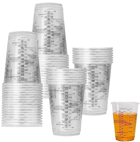 50 tazas mezcladoras de resina epoxi, taza mezcladora de laca de 240 ml, taza medidora con cuenco, vaso mezclador de laca, taza medidora de plástico, mezcla de resina, pintura, pigmento