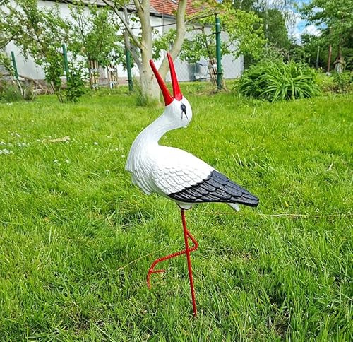 Cigogne Cliquetis Petite de Jardin H: 57cm – Décoration extérieure Sculpture Statue Figure
