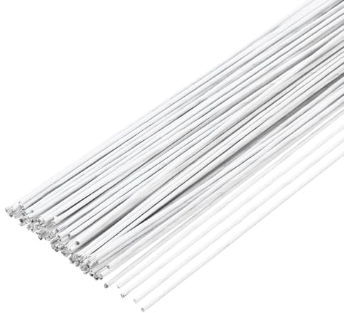 QUARKZMAN 100pcs Alambre Floral Blanco Tallos Flexibles 1.2mm Calibre 16 Alambre Para Florista Para Hacer Flores Artificiales Suministros Para Coronas