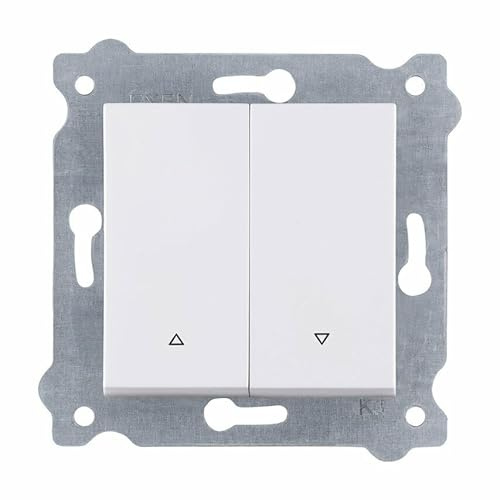 EXEN - Double Bouton Volet Roulant 2 Voies - Blanc - Poussoir Mural Encastrable - Contrôle Montée/Descente - All-in-One Compatible avec les séries KARELL/ODAK/COMFORT - 216/01E