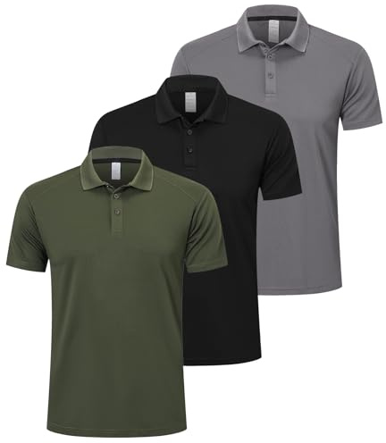 ZENGVEE Mens Polo Shirts Short Sleeve 3 Pack Quick Dry Breathable Lightweight Golf Polo T Shirts Casual Sports Gym Tennis Tops（0428-BGG-2XL）