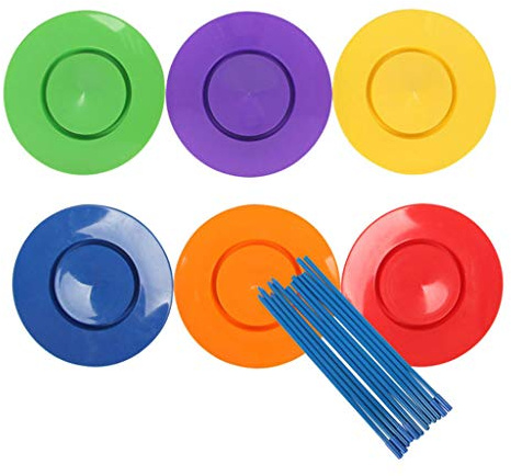 NIHENHAO Juggling Plates Bulk 6Pcs Acrobatic Toy Clown Turntable Plate Training Toy for Kids Age2+ Birthday Plastic