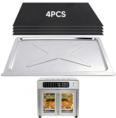 Crumb Tray Replacement for Emeril Lagasse 26 Qt Extra Large French Door Air Fryer, Crumb Tray with 4 Pcs Oven Liners Accessories for Emeril Lagasse 26 Qt Air Fryer