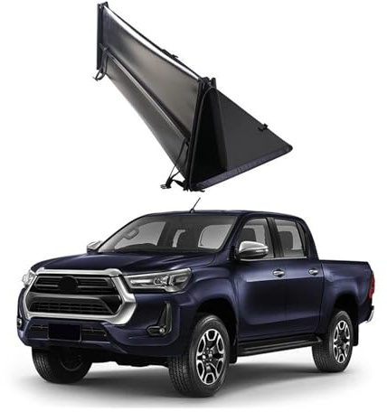 Wnfmjqe Kofferraumabdeckung Rolldeckel-LKW-Bettabdeckungen Für Toyota Für Hilux, Weiches Vinyl, Dreifach Gefaltet, Laderaumabdeckung, Autozubehör Gepäckraumabdeckung
