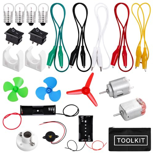 Aodaer 23 Pcs Educational Electric Circuit Kits, Electric Circuit Motor Kit, Science Experiment Educational Montessori Learning Kits Set for DIY STEM Engineering Project Birthday Gift