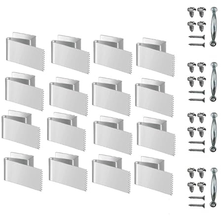 FewNvWa 16 Piezas Clips para Ventanas Protector de Contraventanas Sujetadores para Tormentas Accesorios de Acero Inoxidable Fijadores de Tableros Adecuados Pa, Plata