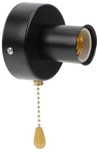 ULTECHNOVO Portalámparas Accesorio Fácil de Instalar de Tiro E27 con Cadena de Tracción en Acero Inoxidable Negro para Lámparas de Pared en Bar o Café Home