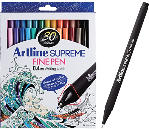 Artline Supreme Fineliner Stifte, 30er Pack, 0.4mm Filzstifte, Technische Zeichenstifte für Künstler, Designer & Illustratoren, Kunststifte mit wasserbasierter Tinte - Artline Fineliner Stifte