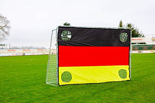 Fußballtor 3 x 2m aus Stahl von POWERSHOT®, Mit Klicksystem und Zubehör - Torwand wählbar (Mit Torwand Deutschland)