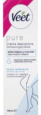 VEET PURE - Crème Dépilatoire Corps & Jambes - Peaux Sensibles - Sans Odeur d'Amoniaque - 100ml