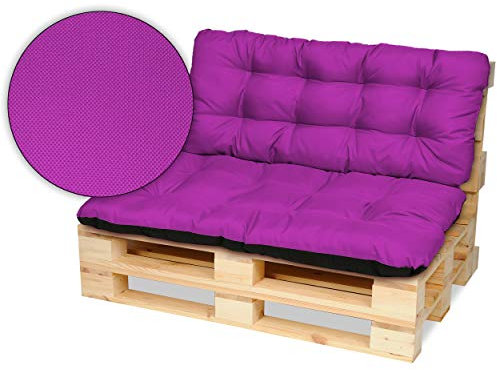 SuperKissen24. Palettenkissen Palettenauflagen Sitzkissen - 120x80 cm und Rückenlehne 120x50 cm - Outdoor und Indoor - rosa