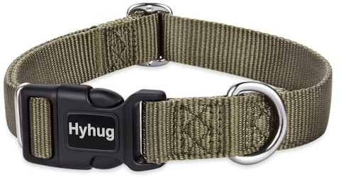 Hyhug entwirft EIN klassisches Hundehalsband, eine unabhängig gestaltete Schiebeschnalle, an der Erkennungsmarken und anderes Zubehör aufgehängt Werden können. (Mittlere, Militärgrün)
