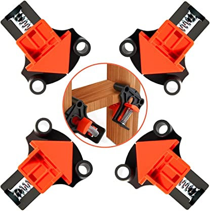 YUET Woodworking Tools Clamps for Woodwork Corner Angle Clamp Wood Corner, 4Pcs/Set Multi-Angle 60/90/120 Degree Spring Fixer Clip, DIY Wood Hand Tool, Suitable for Woodworking, Drilling and Cabinet
