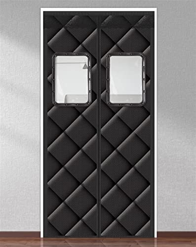 Liveinu Isolamento Termico Tenda Magnetica con Finestra Per Porte Impermeabile Zanzariera Magnetica Con Thermo Per Camera Climatizzata Isolamento Acustico 110x210cm Nero