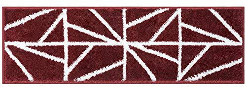 Glary Home 15er Set Stufenmatten 22cm x 71cm x 1.2cm Treppenteppich Selbstklebend / GH39A-WR (Dreiecksmuster, Weiß - Rot)