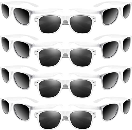 MIAHART Lot de 12 lunettes de soleil pour fête d'enfants en vrac pour fête d'été Lunettes rétro pour garçons et filles Fournitures (White)