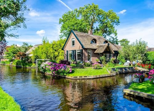 HUADADA Jigsaw Puzzles for Adults 1000 Pieces, Giethoorn Village Interlock Perfectly Letter on Back No Dust, Home Decor Party Toy for Men Women Elders Seniors (27.5x19.6), 1:1 Poster
