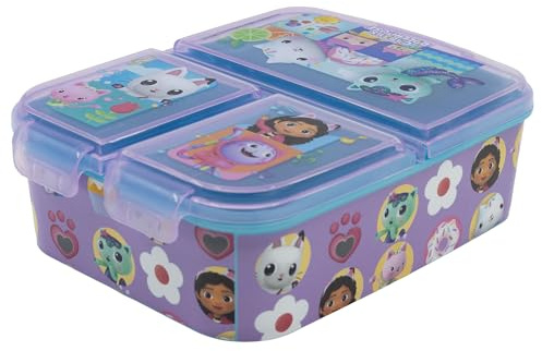 STOR Gabbys Dockhus Matlåda Barn 3 Fack 2156ml - BPA-fri Lunchbox Skola Förskola Barnmatlåda med Fack