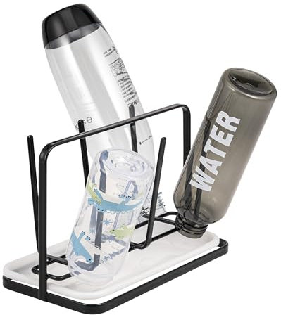 eluno 6-Bottle Drying Rack - for Sodastream, for Air Up, Baby & Sports Bottles, Glasses Holder, Black
