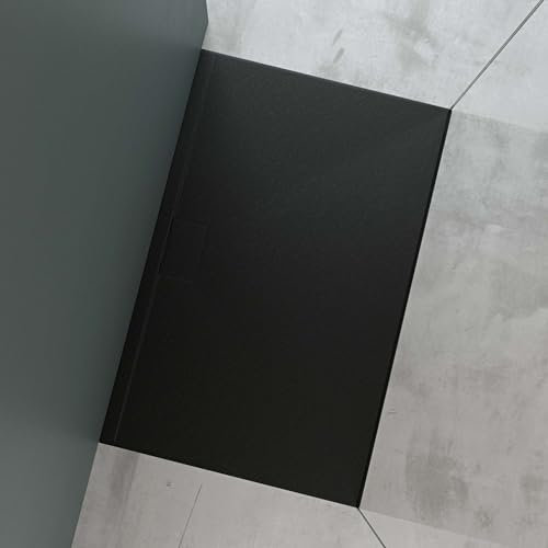 Mai & Mai Duschtasse Duschwanne aus Mineralguss BxTxH: 90x140x3 cm Mineralgusswanne in Anthrazit DIN-Anschlüsse Geoma07
