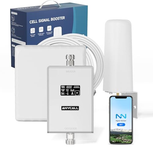 ANYCALL Amplificador Señal Movil para Banda 3/7, Amplificador de Cobertura Movil para Casa Oficina Sótano, Boost 4G LTE 3G gsm 2G para Movistar Orange Más Yoigo, Aumentar Cobertura Movil