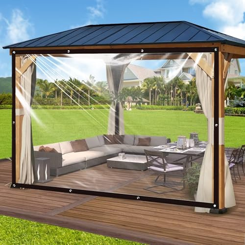 Lona Impermeable Transparente con Ojales de 2 x 3 m, para Exteriores, para Terraza y Gallinero