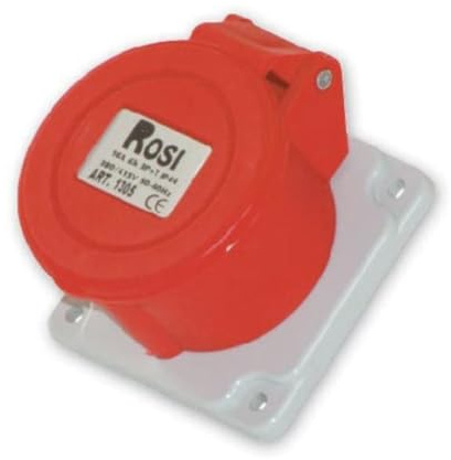 Prise industrielle encastrée 380 V 400 V 415 V, 5 pôles 3P+N+T, 32 A, IP54, 75 x 75 mm - Rosi 1001317