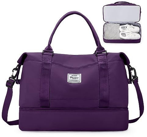 Sac de Voyage pour Femme,Cabine Avion Easyjet Bagage à Main Léger,Sac fourre-Tout de Sport Imperméable pour Week-End avec Compartiment à Chaussures pour Travel Gym Danse,B6-Violet foncé