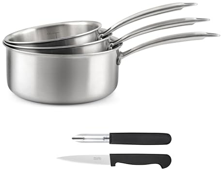CUISINOX - Set cuisson et coutellerie - Gourmet - Compatible tous feux dont induction - Acier Inoxydable - Poignée fixe - Sans PFAS, PTFE, PFOA - Made in France