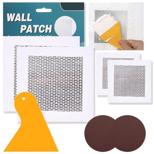 Wall Repair Patch, 7 Pcs Plasterboard Patch, 2/4 Inch Drywall Patches Repair Kit for Repairing Holes, Cracks, Ceilings Filler, Self Adhesive Aluminum Mesh Wall Repair (2''/4'')