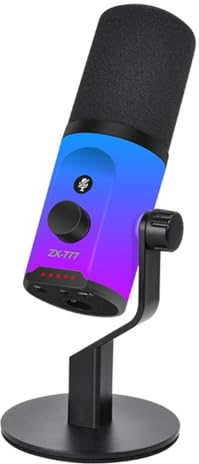 Koolenry Micrófono Dinámico de Escritorio USB/XLR RGB para Podcasting, Grabación, Juegos y Transmisión en Micrófono Dinámico XLR/USB.