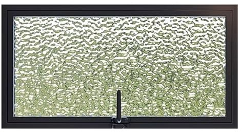 LFONDIGE Ventana metálica Rectangular giratoria de 360° con Vidrio de privacidad, Ventana abatible giratoria, Ventana de ventilación integrada para baño Interior y sótano (Negro, 60 x 30 cm/23,62 x 1