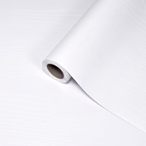 Lámina vinílica autoadhesiva con vetas de madera blanco, papel adhesivo impermeable y removible para muebles, encimeras de cocina, alféizares, mostradores y armarios, 40 x 1000 cm