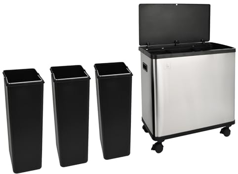 SVITA SR3X18 54L Sensor-Mülleimer 3 Fächer Mülltrennsystem Abfalleimer Edelstahl Silber