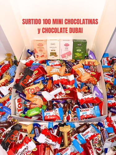 Donda's House® Surtido de Mini Chocolatinas. Pack100Ud. Chocotale DUBAI. Chocolates MINI. Surtido Chocolatinas Individuales. Regalo original pareja. Caja chocolates para regalar.