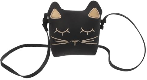 Tofficu Bolso Bandolera Infantil para Niñas con Diseño de Gato, Mini Bolso Negro Ligero y Compacto, Bolsa Cruzada para Uso Escolar y Diario, Accesorio Kawaii para Niñas Pequeñas