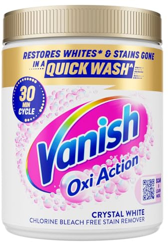 Vanish Stain Remover, Gold Oxi Action Powder, 850g, Restores Whites and Protects Laundry from Greying, Removes Stains, Odours Laundry Detergent Leave Behind, Bleach Free