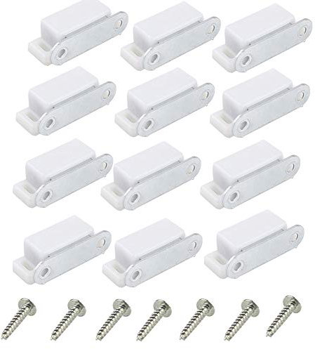 Door Catch,Cupboard Magnetic Door Catch for Cabinet 12PCS +52 Pcs Screws Kit Heavy Duty Magnet Catches Kitchen Latch Small Home Furniture Wardrobe White