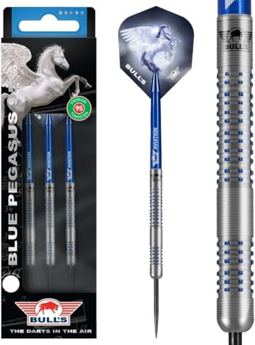 BULL'S Blue Pegasus B 95% Tungsten Dartpfeile für jeden Spieler - Phantom and Pixel Grip - professionelle Dartpfeilen - 23 Gramm