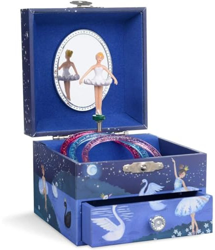Jewelkeeper - Schmuckschachtel für Mädchen mit Musik und sich drehender Ballerina mit ausziehbarer Schublade, Glitzerdesign - Schwanensee Melodie