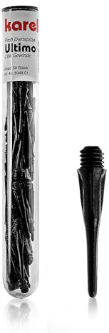 Karella Ultimo Lot de 50 Pointes de Rechange Professionnelles en Plastique pour fléchettes Souples Filetage 2 BA Extrêmement indéformables