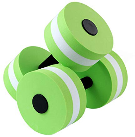junshi11 Set of 2 Water Aerobics Swimming Pool Dumbbells for Exercise, HighDensity EVAFoam Dumbbell Fitness Set, for Aquatic Therapy, Pool Fitness, Water Exercise Green