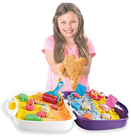COO11 Magic Sand for Kids - 1000g Soft Mouldable Play Sand with Carry Case, Candy and Dessert Shape Moulds, Tools and Accessories, Non-Toxic Creative Sensory Toy for Boys and Girls Ages 3+ Years