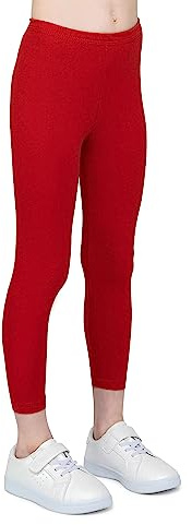 infatti Leggings en Coton pour Enfants Filles Pantalons Doux et Confortables pour Enfants entraînement décontracté Style élégant vêtements de Base Zoe, Rouge 140 cm (10 Ans)