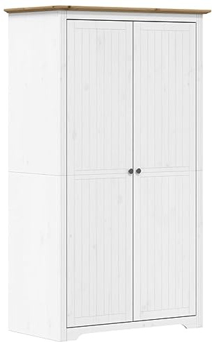 vidaXL Armario, Mueble con Almacenamiento para Ropa Zapatos, Aparador Alto, Ropero para Dormitorio Hogar, Madera Maciza de Pino Blanco y Marrón
