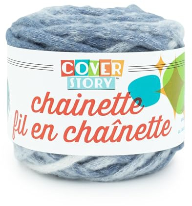 Lion Brand Yarn Cover Story Chainette, Blanket Yarn, Faded Denim, 1 Pack